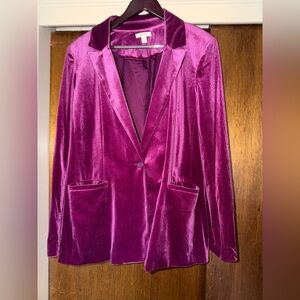 Nine West fuchsia velvet blazer